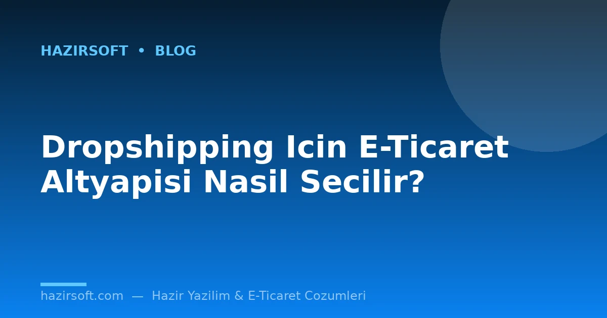 Dropshipping Icin E-Ticaret Altyapisi Nasil Secilir?