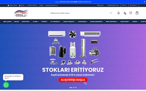 Diha Teknik — E-Commerce-Website mit mehreren Produktkategorien Screenshot