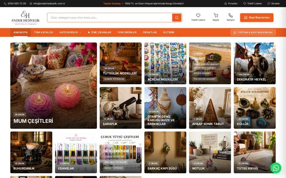 Ender Hediyelik — B2B-Produktkatalog und E-Commerce-Website