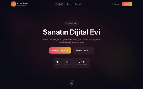 Oyma Kalem Sanat Galerisi — Webplattform mit Benutzerkonten Screenshot